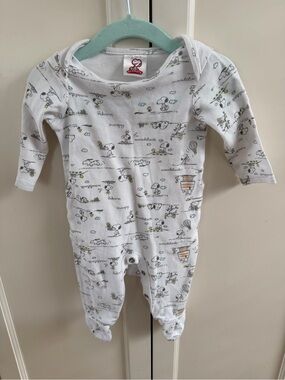 Peanuts 0-3m Snoopy White Printed One-Piece for Kids